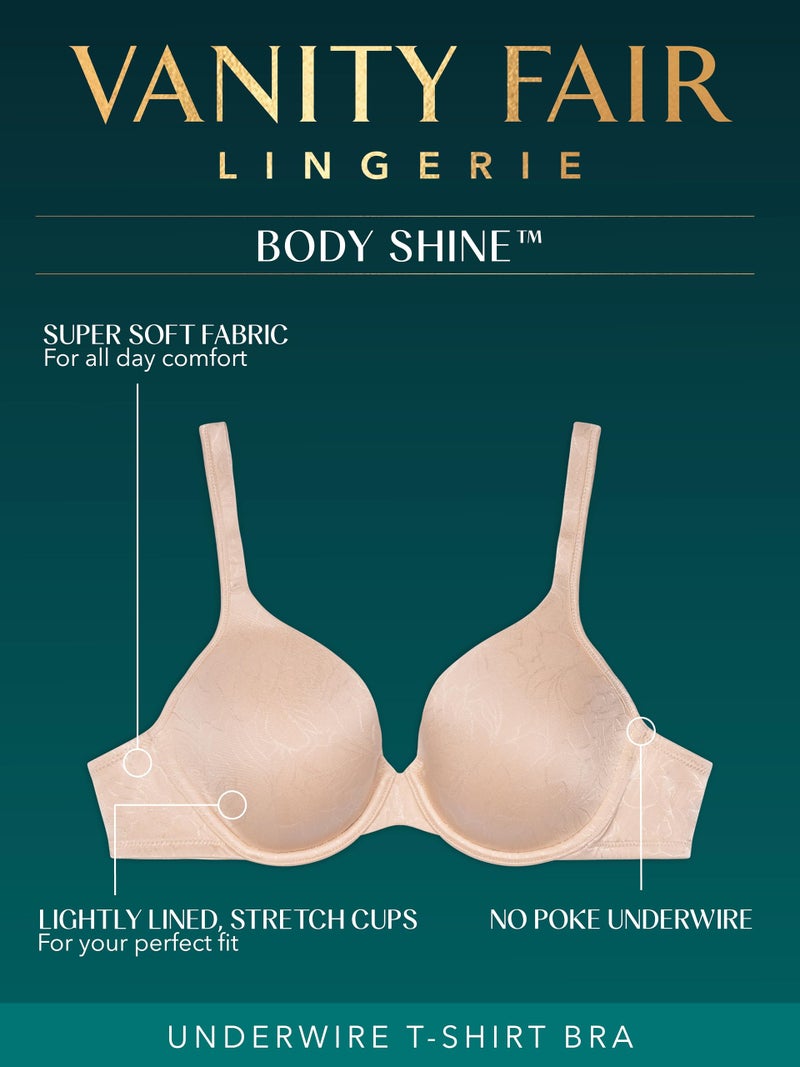 Vanity Fair womens Body Shine T-shirt Full Coverage Bra, Underwire - Beige, 34C US - Image 2
